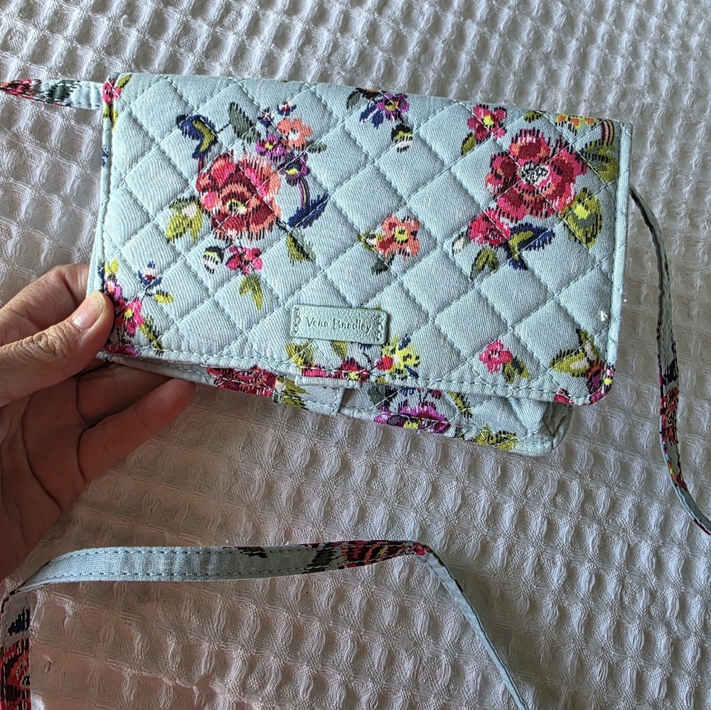 Vera Bradley Floral Quilted Crossbody Bag - Blue and Pink
